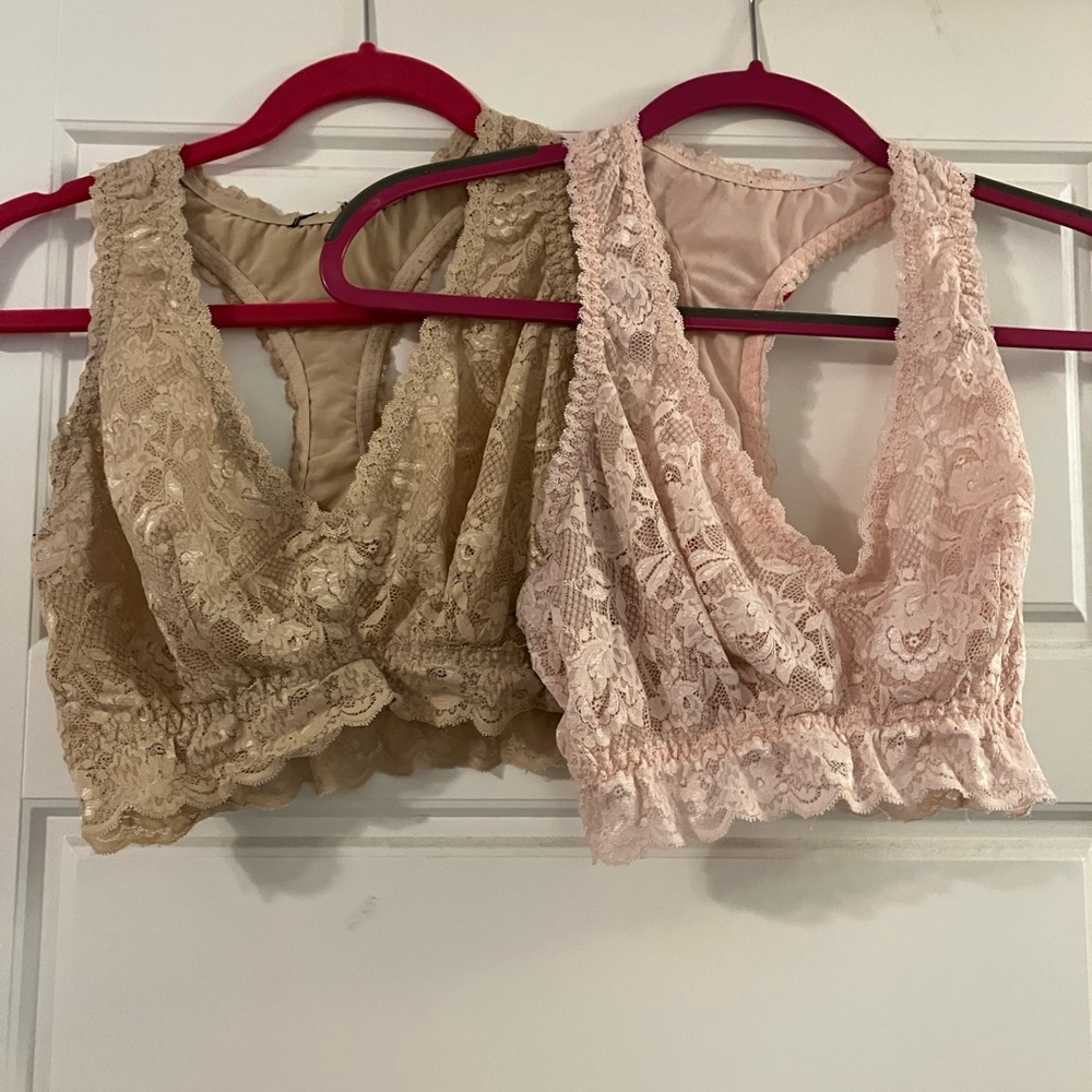 Two lace bralettes